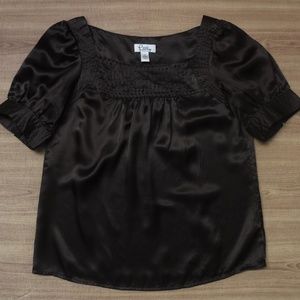 Lilly Pulitzer Brown 100%Silk Short Sleeve Blouse
